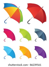 Set of umbrellas. Vector isolated on white background objects.