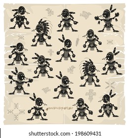 Set of unarmed Indians, vector