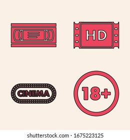 En menos de 18 años, video cassette VHS cinta , película de 4 k, cinta, cuadro y diseño de afiches de cine icono. Vector