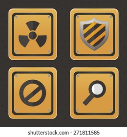 Set of under construction icons on a black background. Vector illustration
