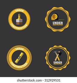 Set of under construction icons on different labels