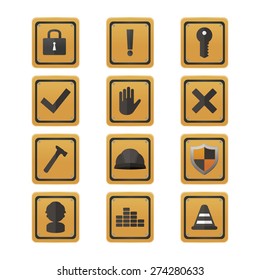 Set of under construction signals on a white background. Vector illustration