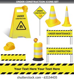 Set of Under construction signs vector