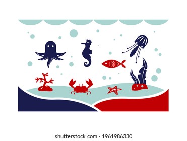 set of under the sea icons vector