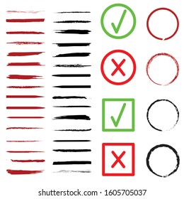 Set With Underline , Circle , Approved And Not Approved Icon Vector / Illustration