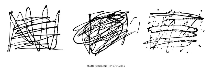 Set of underline, hand drawn. Paint template for text composition.  Vector illustration