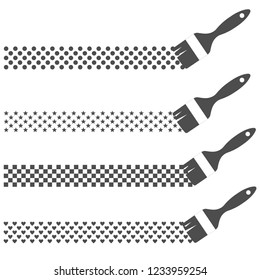 Set of underline lines with brushes. Isolated on a white background.