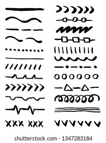 Set of underline strokes in brush