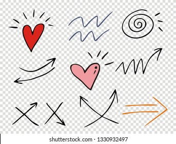 Set of Underline Strokes in Doodle Style Various Shapes
