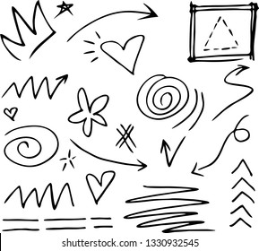 Set of Underline Strokes in Doodle Style Various Shapes