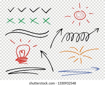 Set of Underline Strokes in Doodle Style Various Shapes