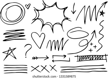 Set of Underline Strokes in Doodle Style Various Shapes
