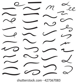 Set of underlines lettering collection isolated, vector illustration, graphic design, creative 