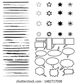 Set With Underlines , Stars And Dialogue Bubble Vector
