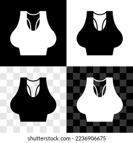 Set Undershirt icon isolated on black and white, transparent background.  Vector