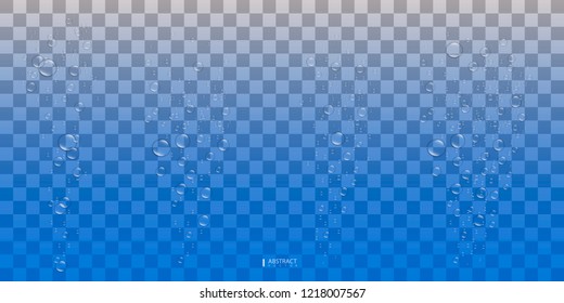 Set underwater fizzing air on transparent background. Fizzy sparkles in sea, aquarium. Soda pop. Undersea vector texture. Vector Illustration EPS10
