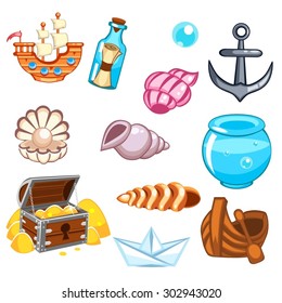 Set of underwater vector objects