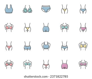 set of underwear icon, bra, panty