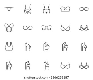 set of underwear icons, bra, panty, 