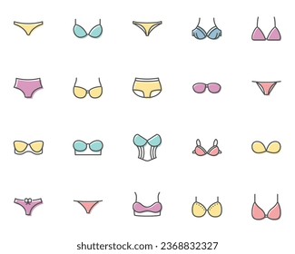 set of underwear icons, bra, panty, 