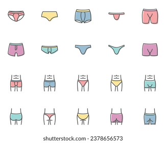 set of underwear icons, male underwear, female underwear