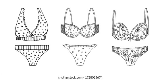 Floral Lace Border Underwired Bra Thong Stock Vector (Royalty Free ...