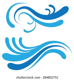 set of undulating patterns. Blue waves on a white background