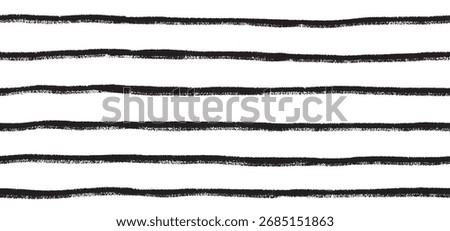 Set of uneven horizontal black stripes drawn with rough brush on white background. Hand drawn grunge seamless pattern illustration. Abstract texture and line art concept.