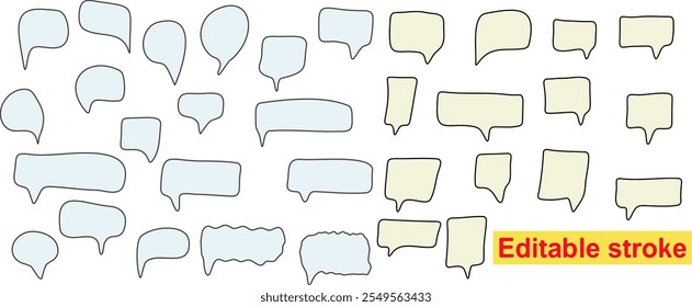 Set of uneven speech bubbles drawn by hand