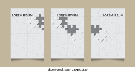 set of Unfinished Puzlle Background for poster, flyer, leaflet, brochure and catalog