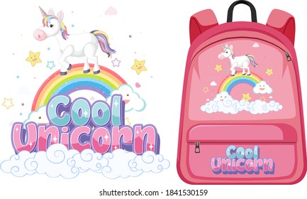 Set of unicorn bag illustration