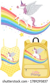 Set of unicorn clothes mock up illustration