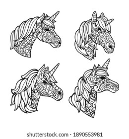 Set of unicorn decoration cutting design svg