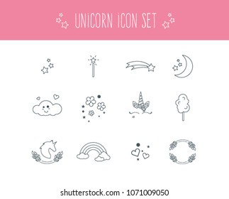 Set of unicorn icons in vector