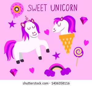 Set of unicorn magic element