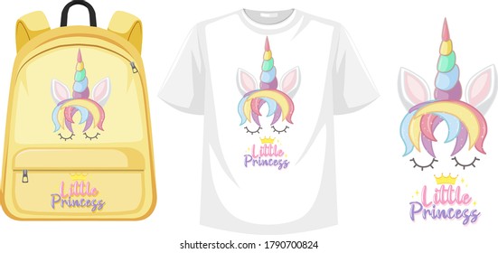 Set of unicorn outfit illustration