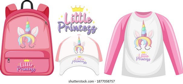 Set of unicorn outfits illustration