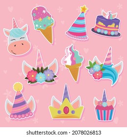 set of unicorn party decoration and celelbration