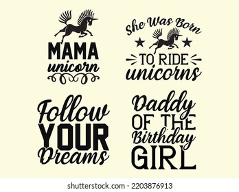 Set of unicorn t-shirt design 