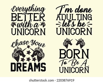 Set of unicorn t-shirt design 