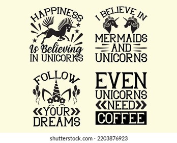 Set of unicorn t-shirt design 