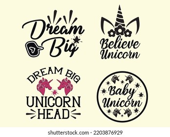 Set of unicorn t-shirt design 
