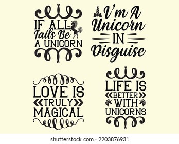 Set of unicorn t-shirt design 