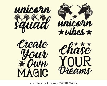 Set of unicorn t-shirt design 