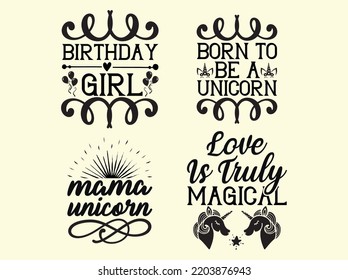 Set of unicorn t-shirt design 