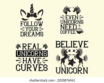 Set of unicorn t-shirt design 