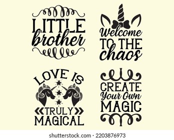 Set of unicorn t-shirt design 