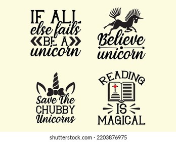 Set of unicorn t-shirt design 