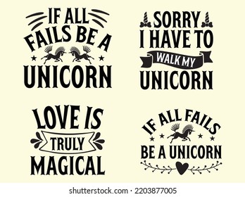 Set of unicorn t-shirt design 