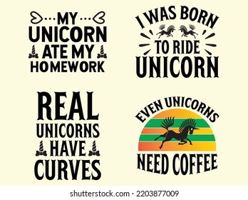 Set of unicorn t-shirt design 